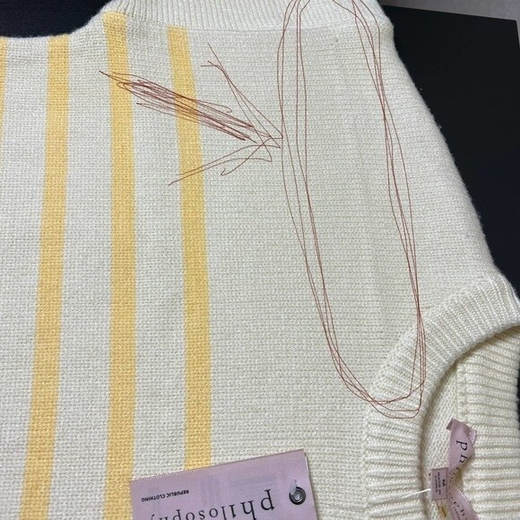 Philosophy women sweater yellow crew neck long sleeve sweater size M boho baddie - Picture 3 of 12